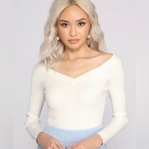 Windsor V neck ribbed bodysuit